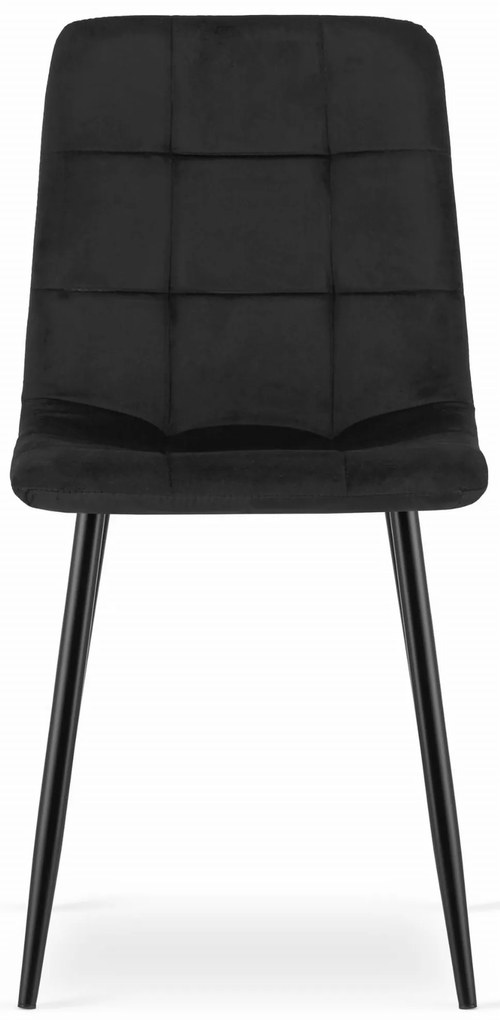 Krzesło aksamitne KARA czarne na czarnych nogach