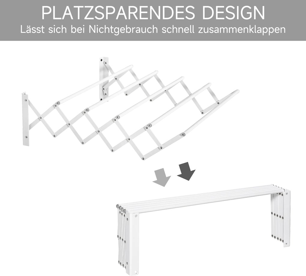 Suszarka ścienna HOMCOM wieszak ścienny wysuwana suszarka do ubrań metalowa