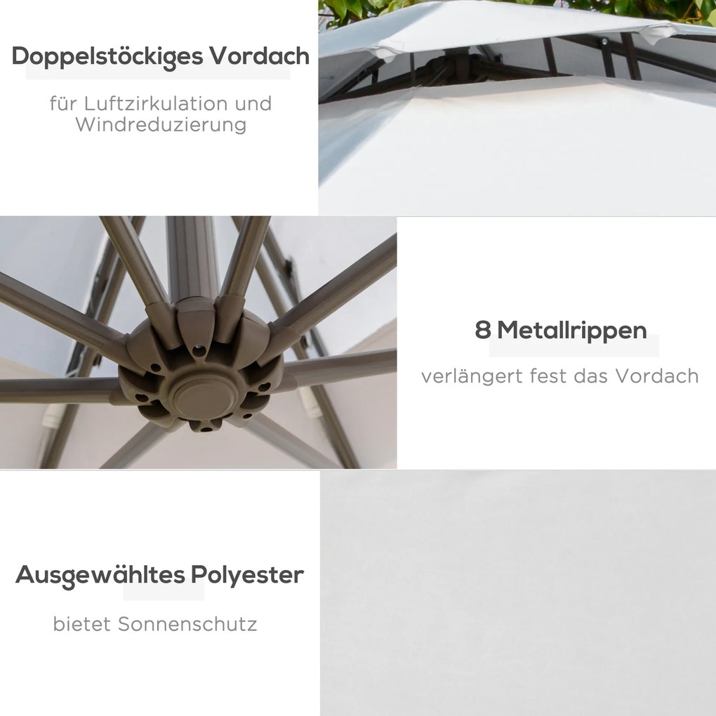 Outsunny Parasol 2,7 m Parasol na wsporniku z podstawą krzyżową Stal na zewnątrz jasnoniebieski