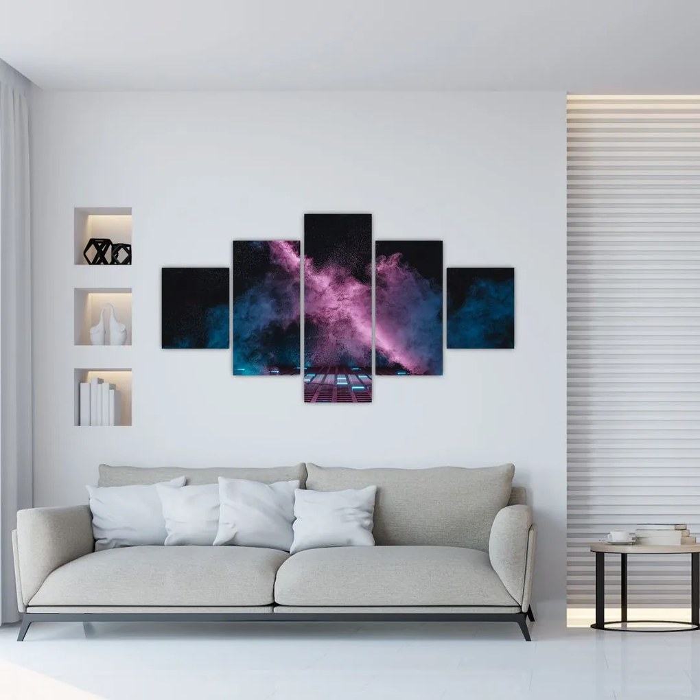 Obraz - Różowo - niebieski dym (125x70 cm)