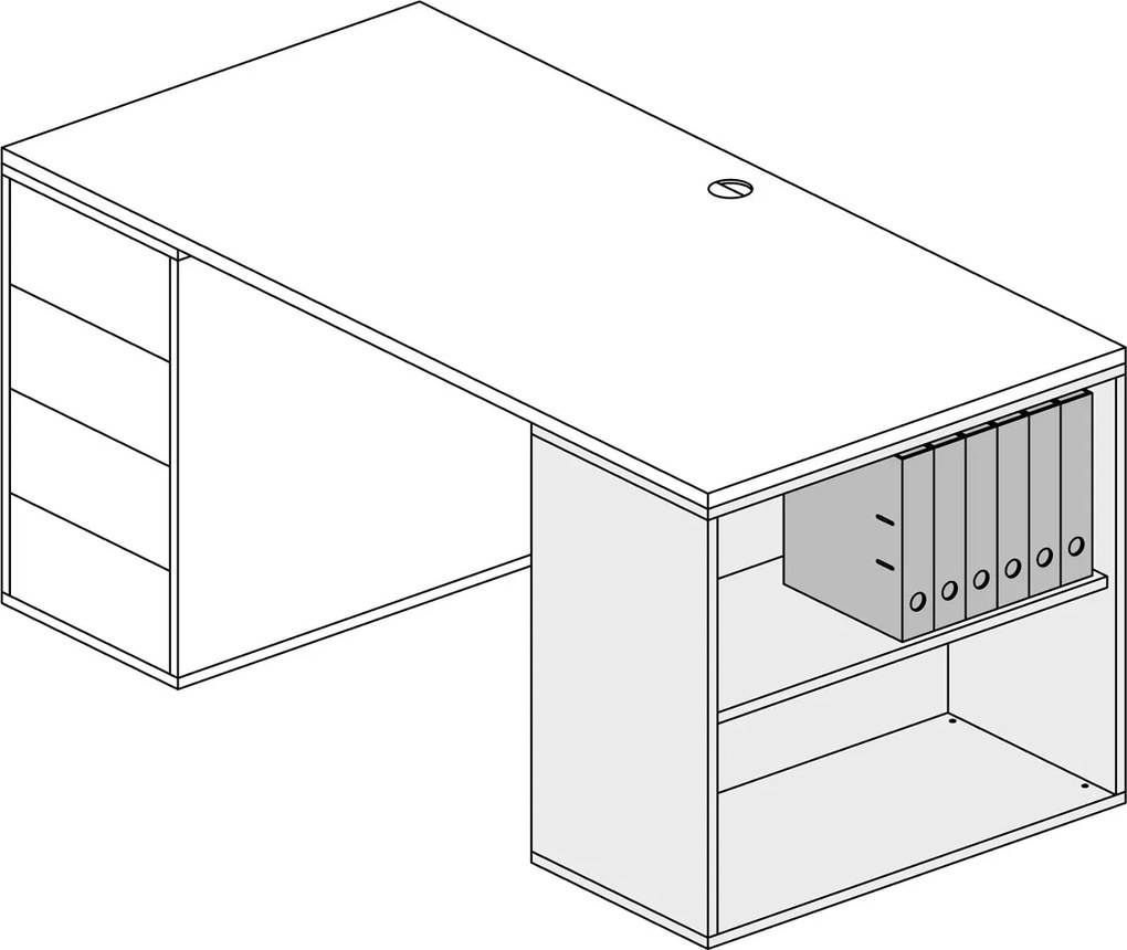 Regał biurowy BLOCK, 800 x 400 x 710 mm, biała
