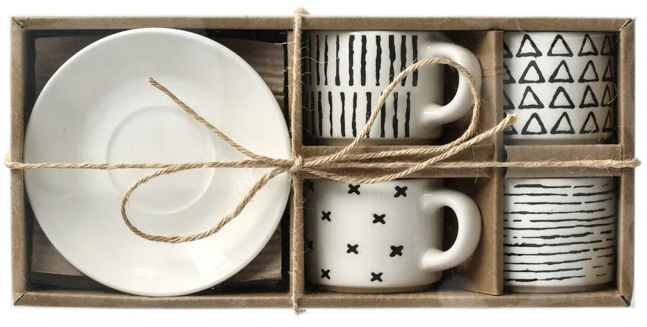 Zestaw filiżanek do espresso w geometryczne wzory, 70 ml