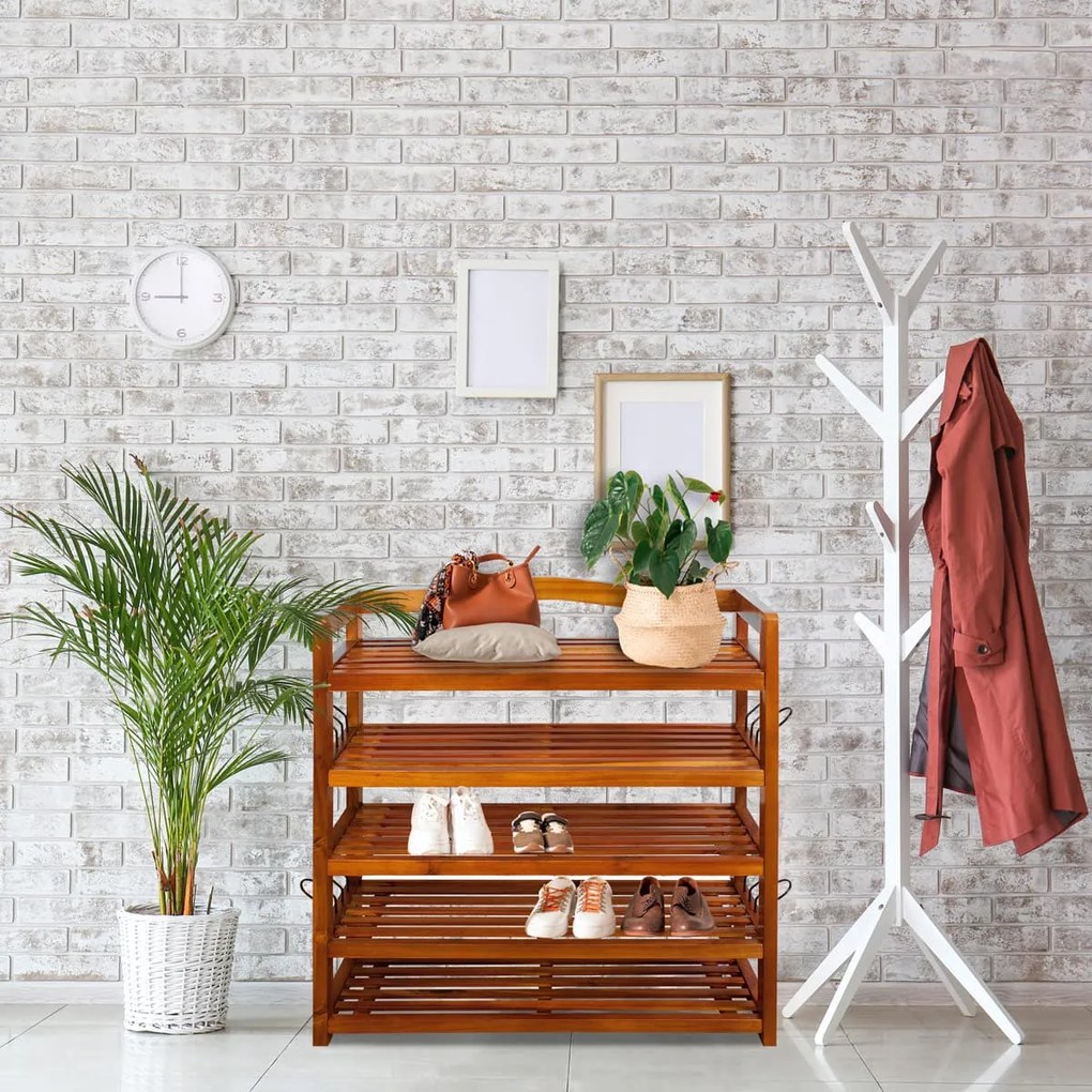 Regał na buty RUSTIC, 5 półek, 75x26x82cm, naturalna brązowa Casaria