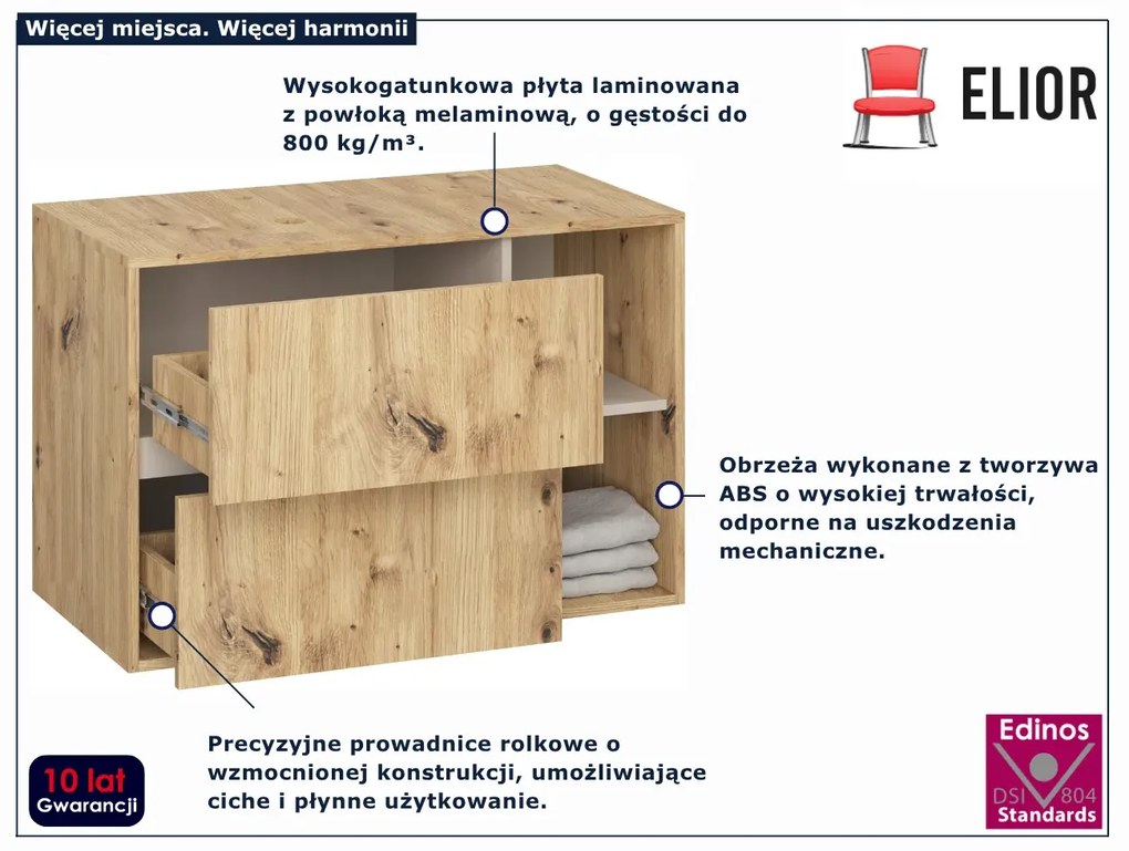 Szafka pod umywalkę z szufladami 90 cm dąb artisan + kaszmir G8-S06