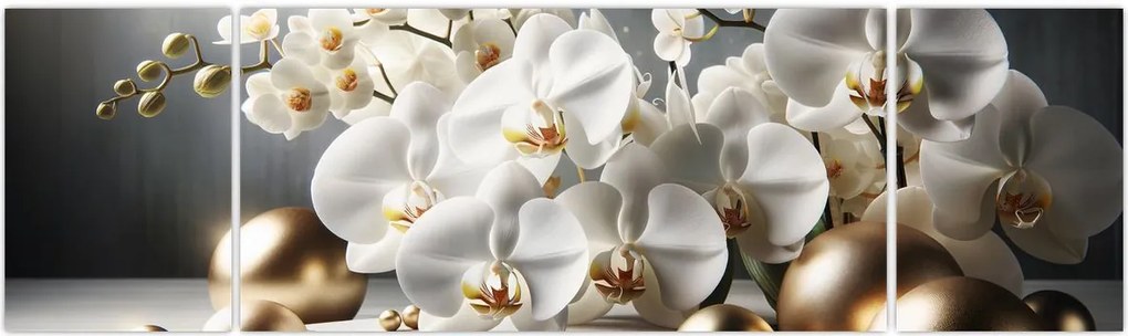 Obraz - Orchidea i złote kule (170x50 cm)