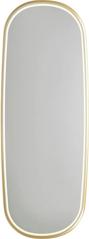 Nowoczesne lustro łazienkowe złote z LED i dotykowym ściemniaczem - Geraldien