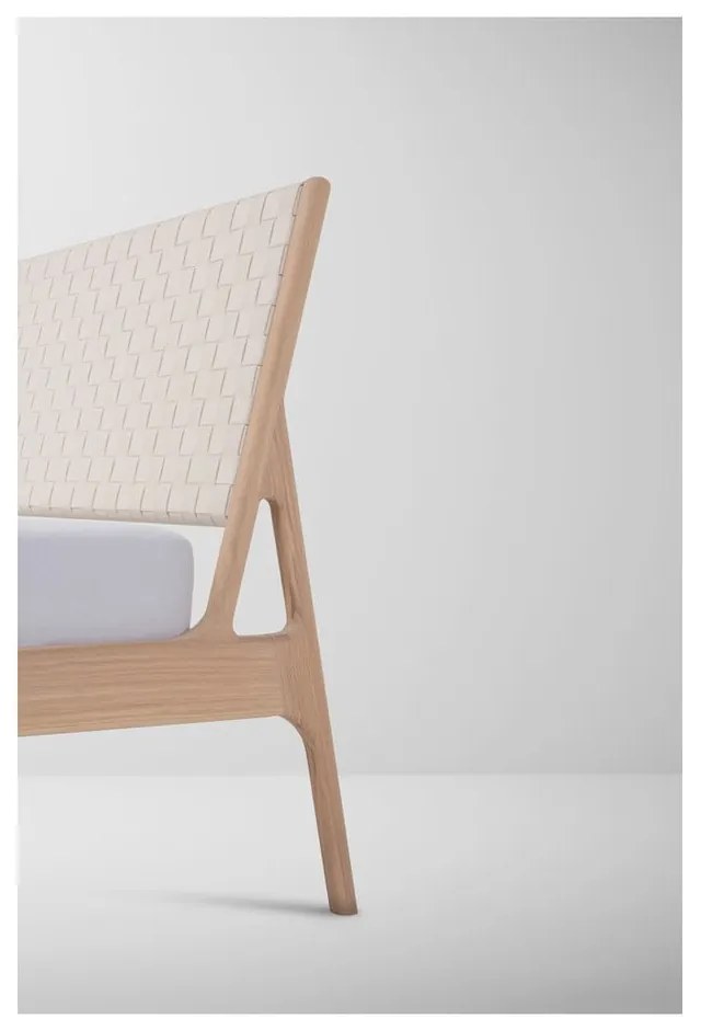 Białe/naturalne łóżko dwuosobowe z litego drewna dębowego 180x200 cm Fawn – Gazzda