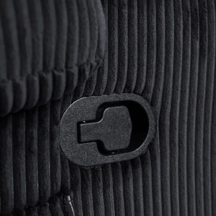 Fotel Rozkładany z Podnóżkiem TORRES Czarny Sztruksowy Nowoczesny