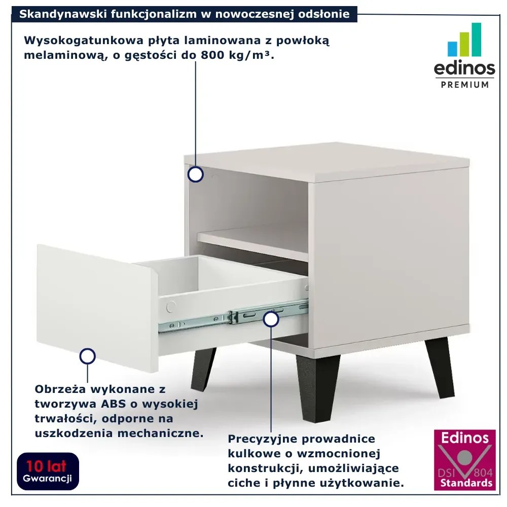 Skandynawski stolik nocny na czarnych nóżkach kaszmir + biały K8-Z49