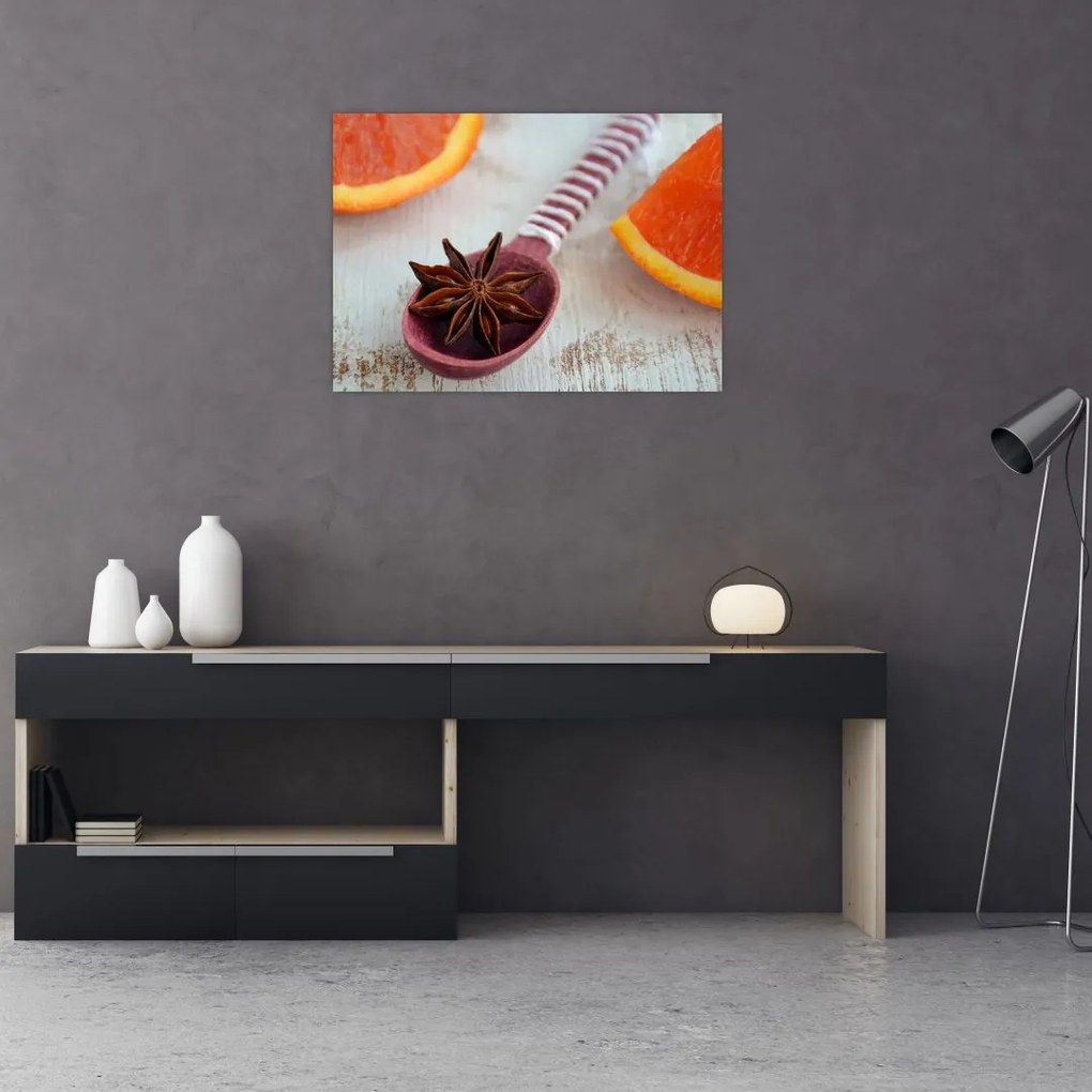 Obraz cynamonu na łyżce (70x50 cm)