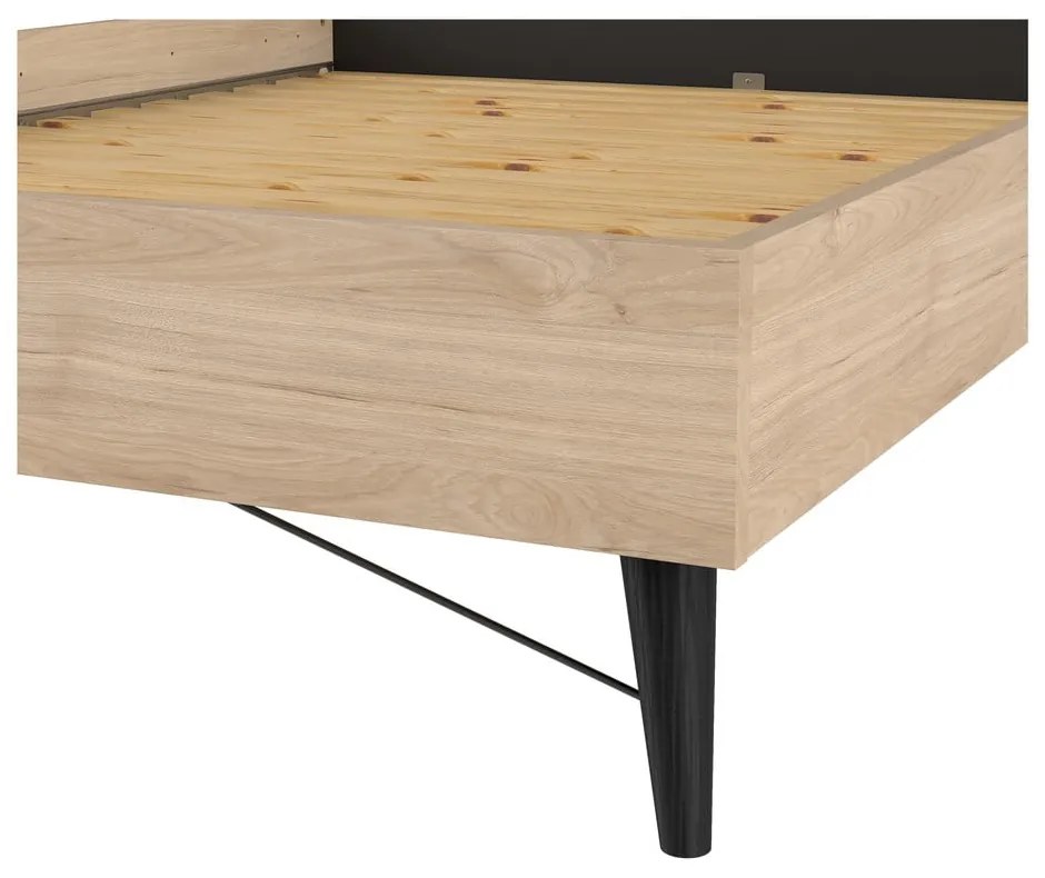 Łóżko dwuosobowe w dekorze dębu ze stelażem 140x200 cm w naturalnym kolorze Ry – Tvilum