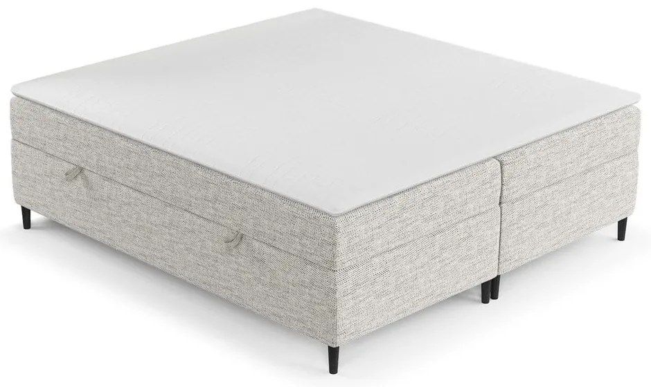 Jasnoszare łóżko boxspring ze schowkiem 200x200 cm Araya – Maison de Rêve