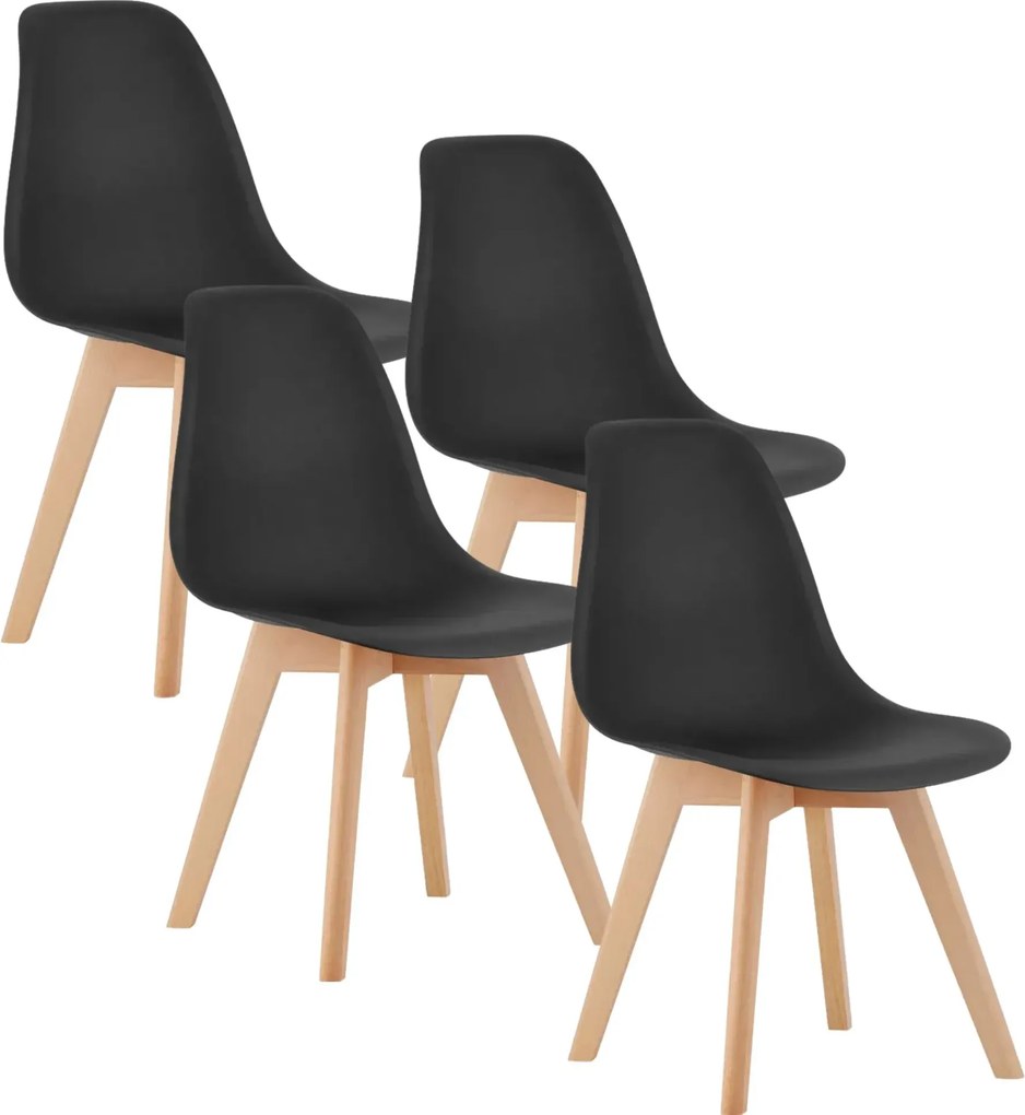 Komplet czarnych nowoczesnych minimalistycznych krzeseł 4 szt. Z6-R11