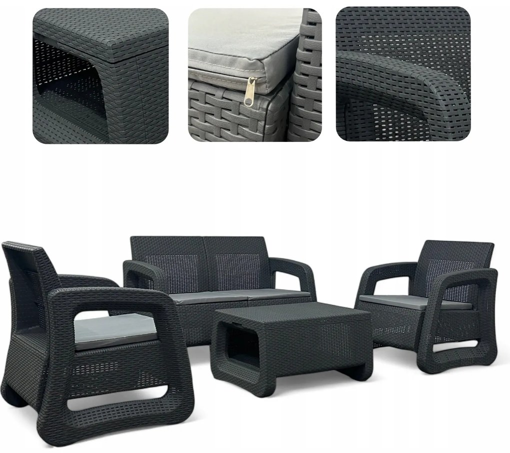 Zestaw mebli ogrodowych z tworzywa Malezja MAS-LS-04 szary