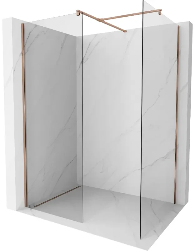 Mexen Kioto ścianka prysznicowa Walk-in 100 x 80 cm, transparent, różowe złoto - 800-100-202-60-00-080
