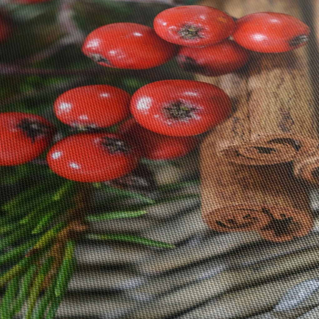 Obraz jagód i cynamonu (z zegarem) (90x30 cm)