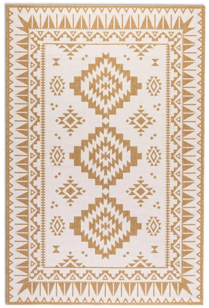 Dywan dwustronny zewnętrzny Gemini kremowo-złoty 200 cm x 290 cm