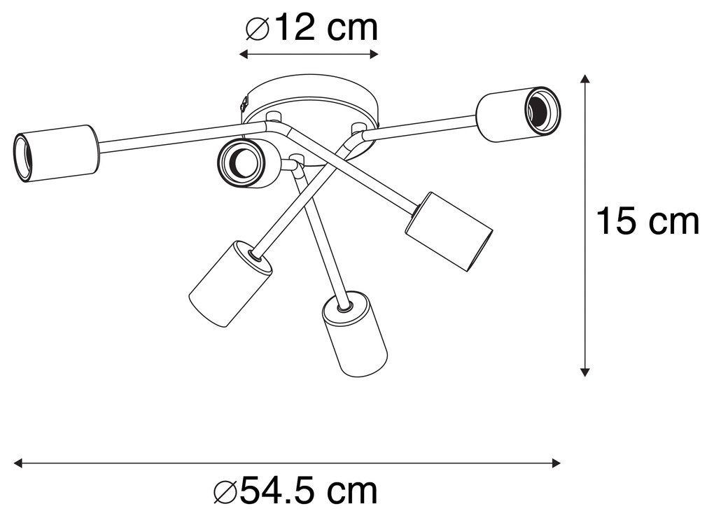 Designerska lampa sufitowa czarna 6-świateł - SputnikDesignerski Oswietlenie wewnetrzne