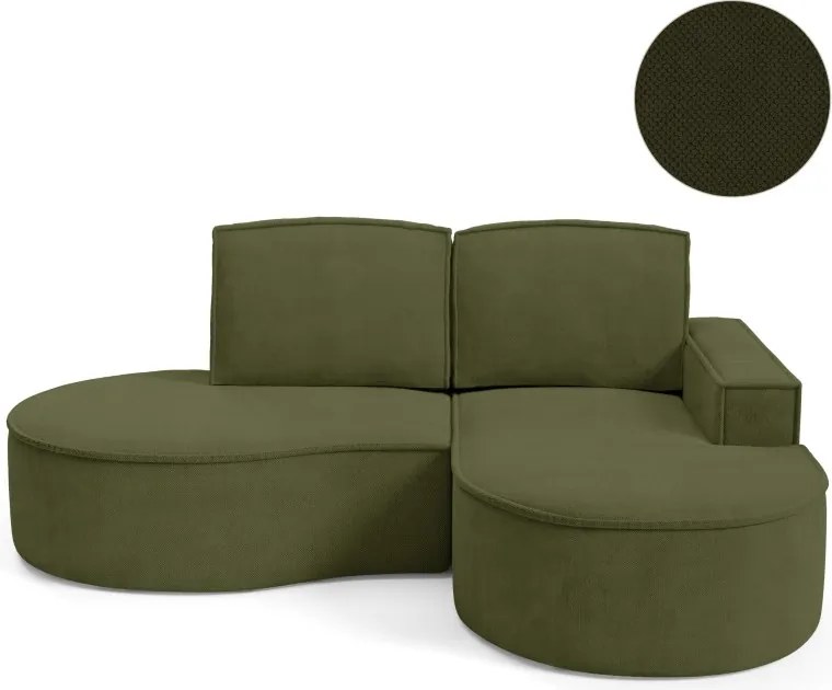 Narożnik MOLLY Prawostronny bez funkcji spania, wolnostojący tkanina CURIO 39 Zielony