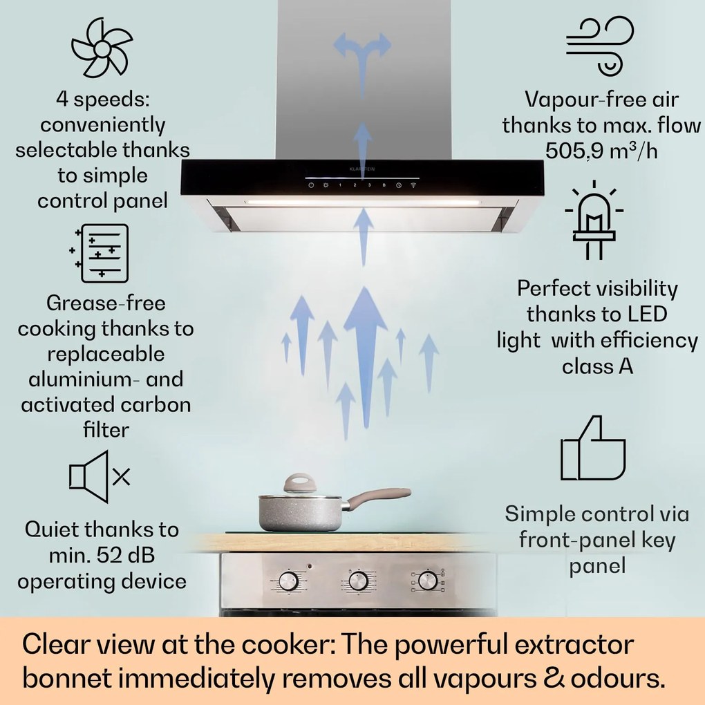Klarstein Alinea 389.2 m³/h 60cm Okap Kominowy Srebrny