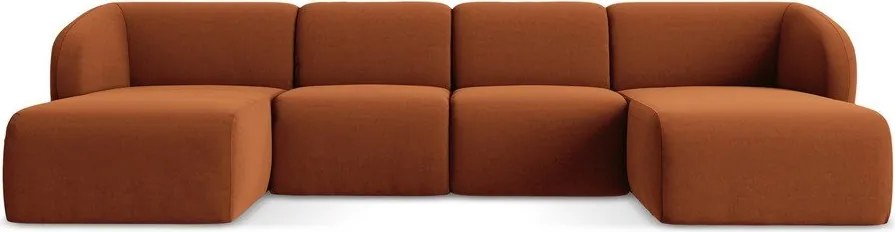 Aksamitny narożnik (w kształcie litery U) w kolorze terakoty Lani – Makamii