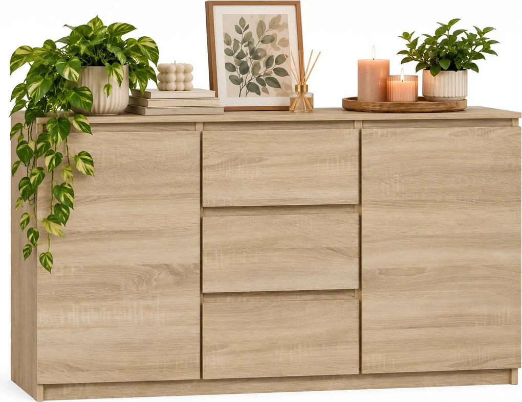 Z drzwiczkami komoda i szufladami sonoma dąb 120 cm D1-P69