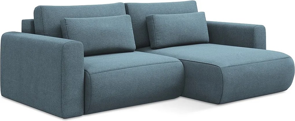 Narożnik prawostronny z funkcją spania - z tkaniny strukturalnej - jasny niebieski - KAPUA