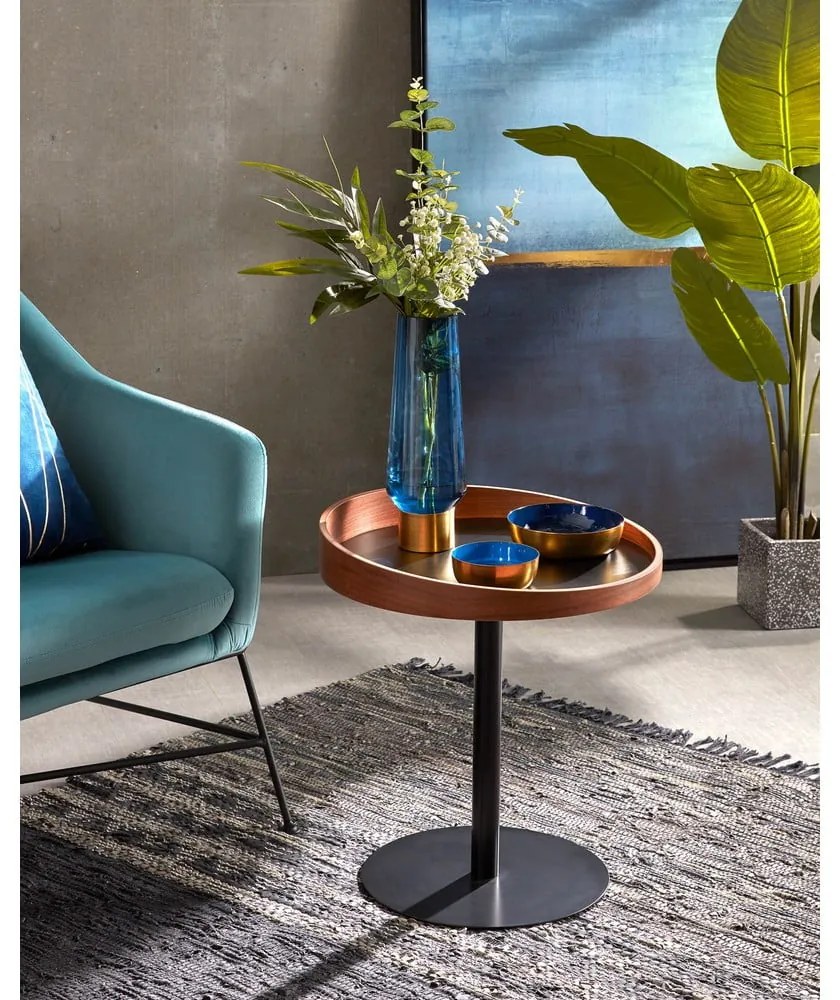 Okrągły stolik z blatem w dekorze orzecha ø 46 cm Kaori – Kave Home