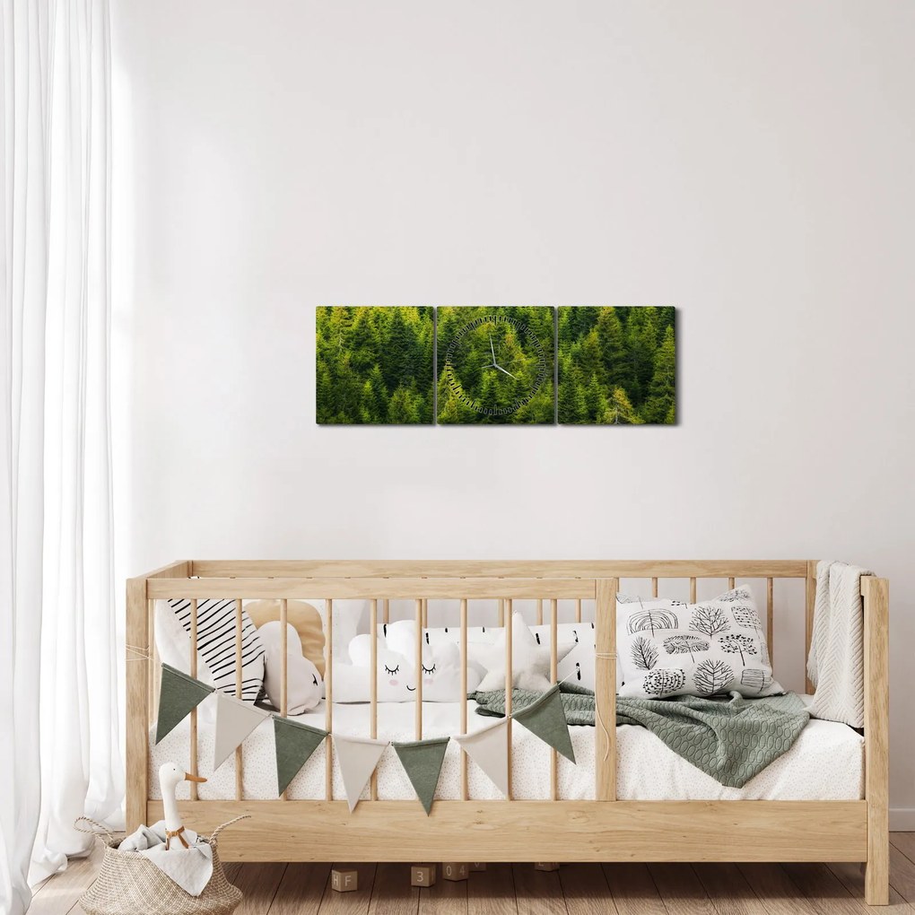 Obraz - Gęsty las (z zegarem) (90x30 cm)