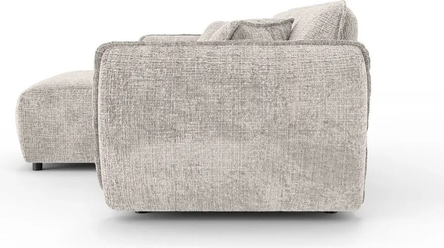 Beżowy narożnik z tkaniny szenilowej (lewostronny/z szezlongiem) Nelia – Ropez