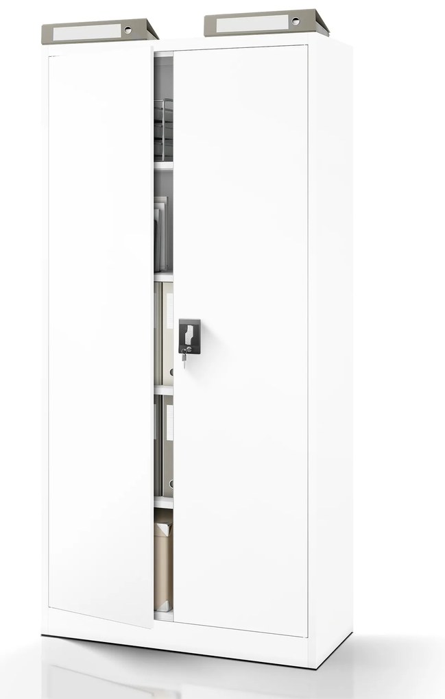 Biurowa szafa metalowa na akta JAN, 900 x 1850 x 400 mm, biała
