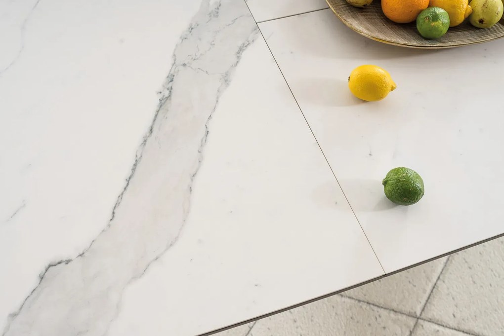 STÓŁ ARMANI CERAMIC BIAŁY EFEKT MARMURU/ CZARNY MAT 160(220)X90 SIGNAL