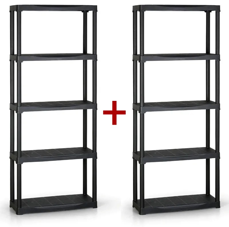 Regał plastikowy TEMPO 1+1 GRATIS, 1740x700x300 mm, 5 półek