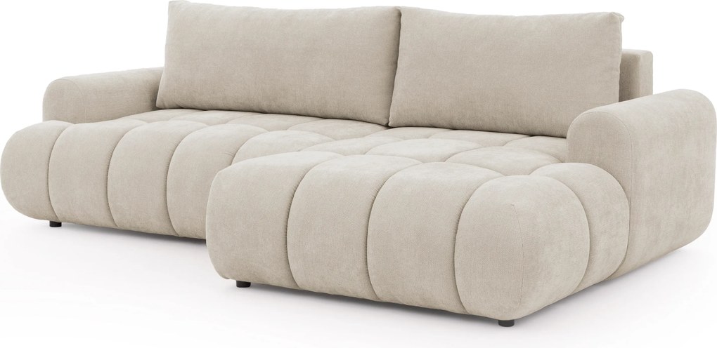 Narożnik Lutario Mini z funkcją spania prawostronny - jasny beżowy szenil Vibe 06