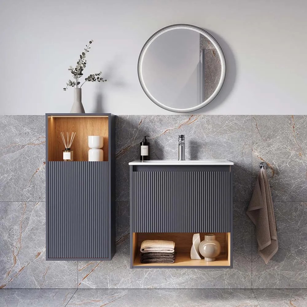 Badmöbel Set BELDIVO 60 cm mit Waschbecken