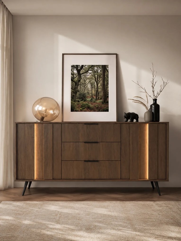 Komoda Flaro 153 cm z szufladami - dąb dunin