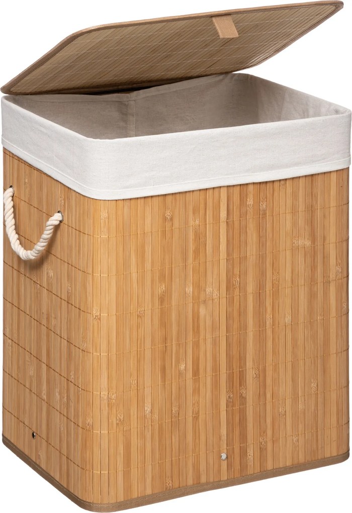 Bambusowy kosz na pranie z pokrywą, 60 L