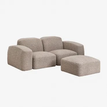 Bastian 2-częściowa Modułowa Sofa I Pufa Tkanina Mokka Brąz Bouclé - Sklum