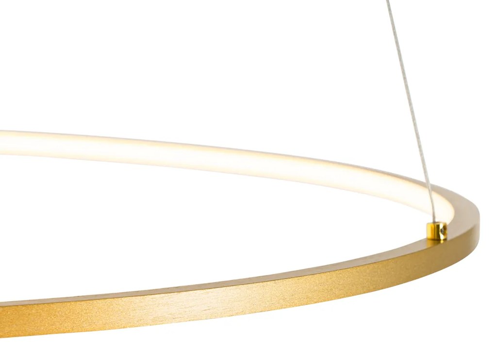 Designerska lampa wisząca złota 72 cm z wbudowanym LED 3-stopniowo ściemnialna - RowanDesignerski Oswietlenie wewnetrzne
