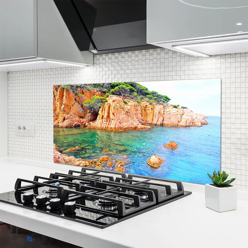 Szkło nad Blatem Fale Rozbijające się o Skały