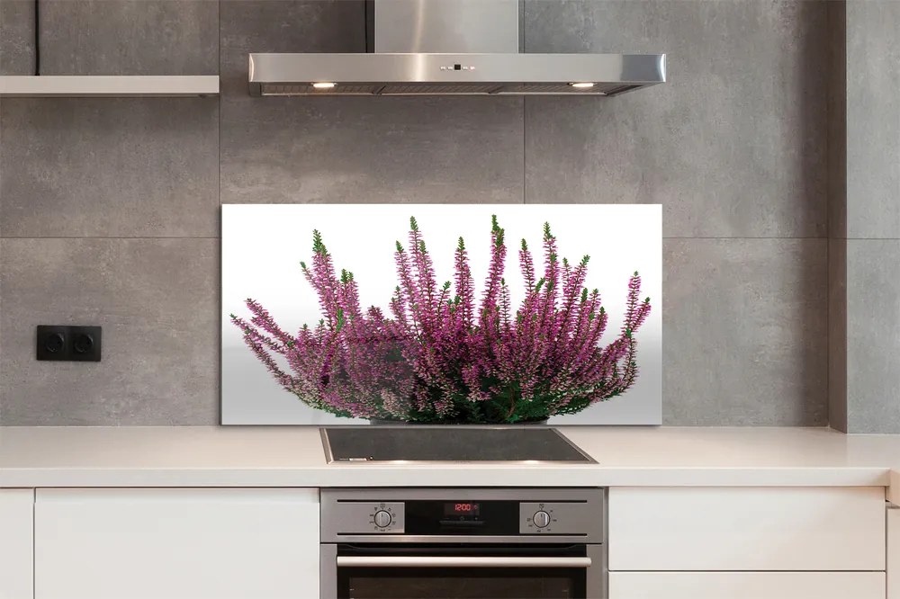 Szkło do Kuchni na Ścianę Kwiaty Wrzosu