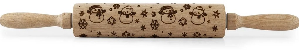 Toro Drewniany wałek z dekorem Bałwan, 38  cm