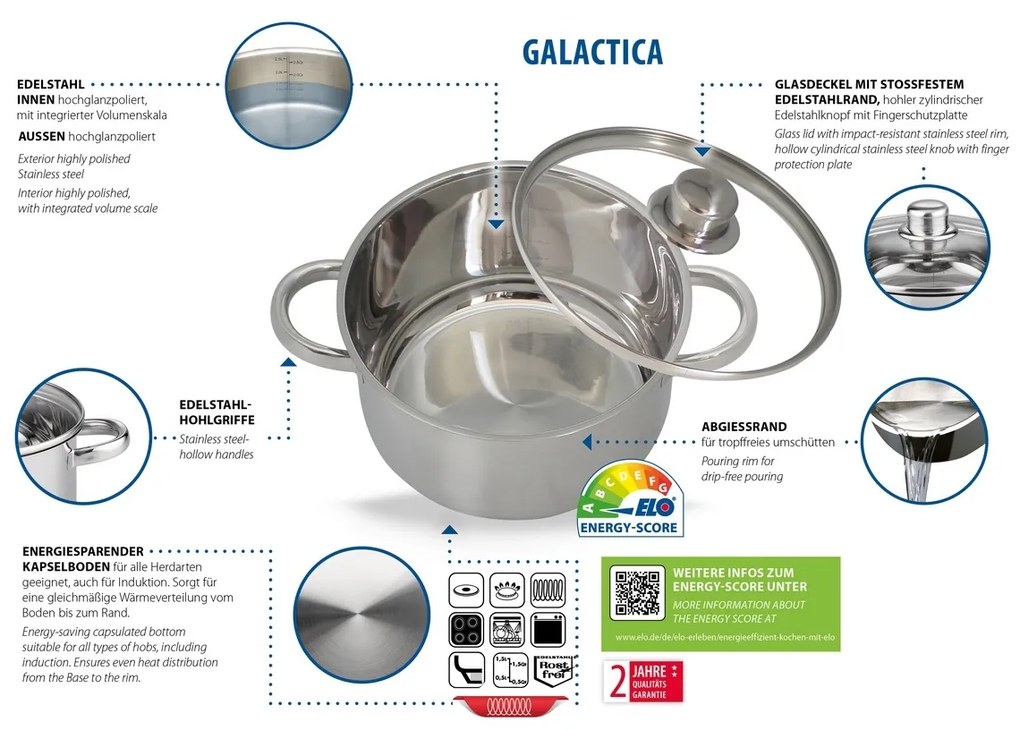 Elo 22015 Basic 15-częściowy zestaw naczyńobiadowych Galactica