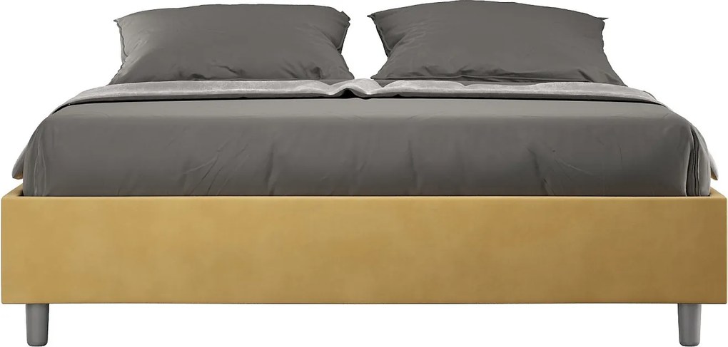 Łóżko wyposażone w stelaż z listwami z pojemnikiem tapicerowane 160x190 microfibra Okra Azelia