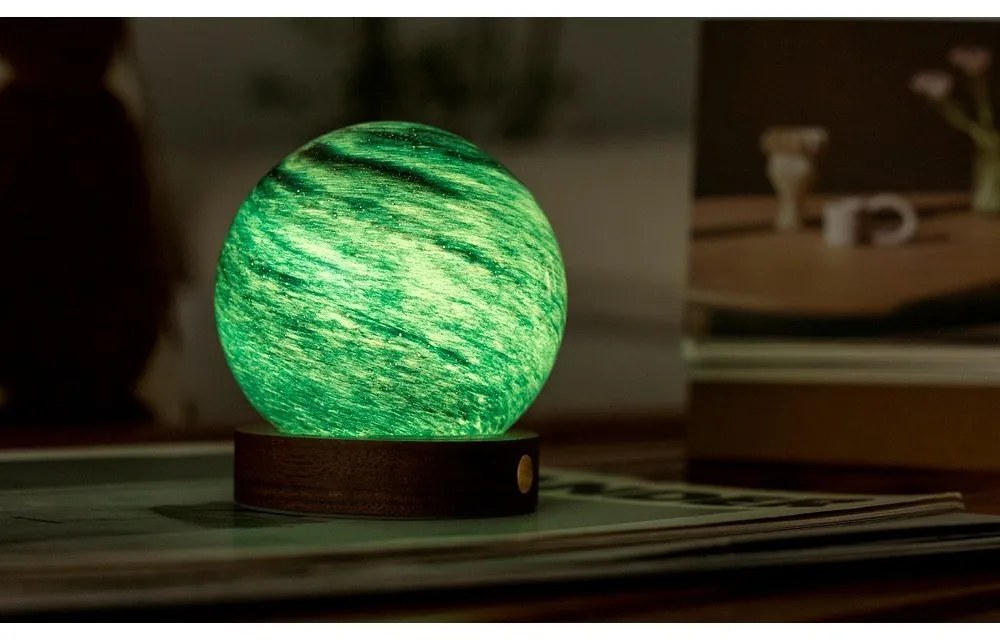 Lampa stołowa LED w ciemnym naturalnym kolorze ze szklanym kloszem (wysokość 9 cm) Stellar Ocean – Gingko