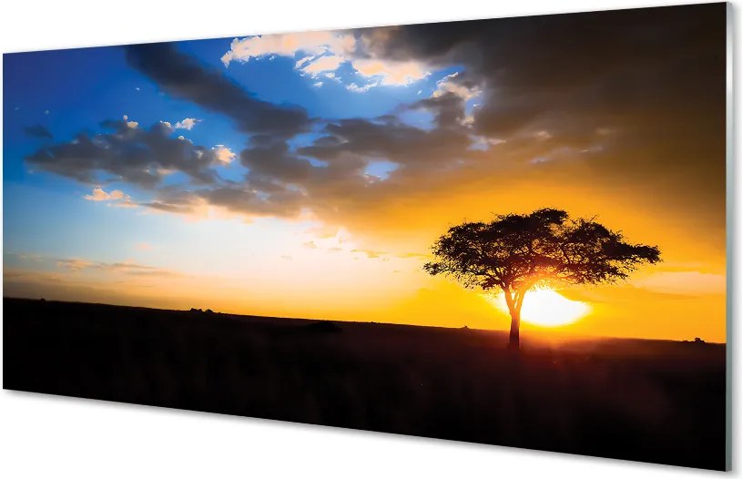 Panel szklany do Kuchni Samotne Drzewo pod Chmurami