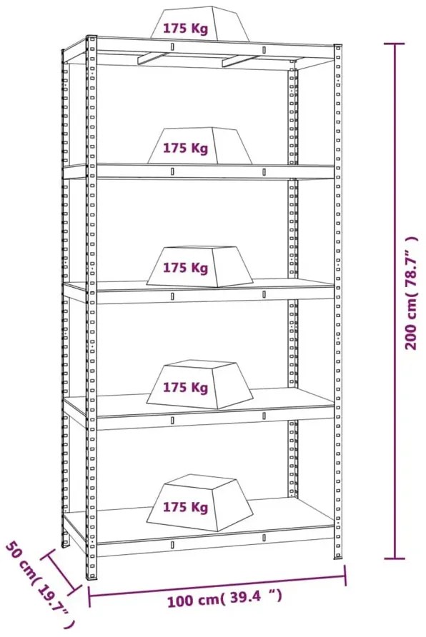 Wysoki regał metalowy do piwnicy P0-A81
