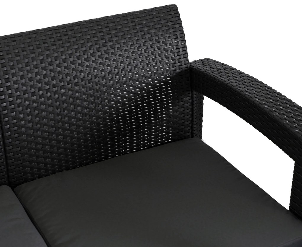 Zestaw Mebli Ogrodowych BRANDON Ciemnoszary Sofa Fotele Stolik Tarasowy Technorattan Nowoczesny
