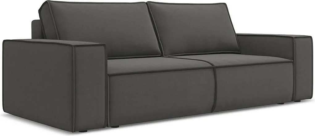 Kanapa 3-osobowa z funkcją spania - z tkaniny welwetowej - stalowy - KIMO