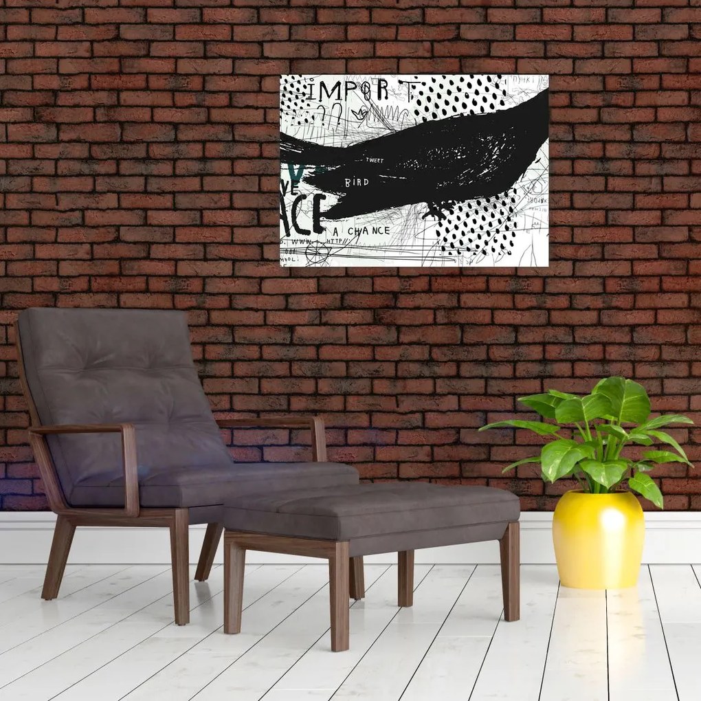 Obraz - Street art - ptak (70x50 cm)